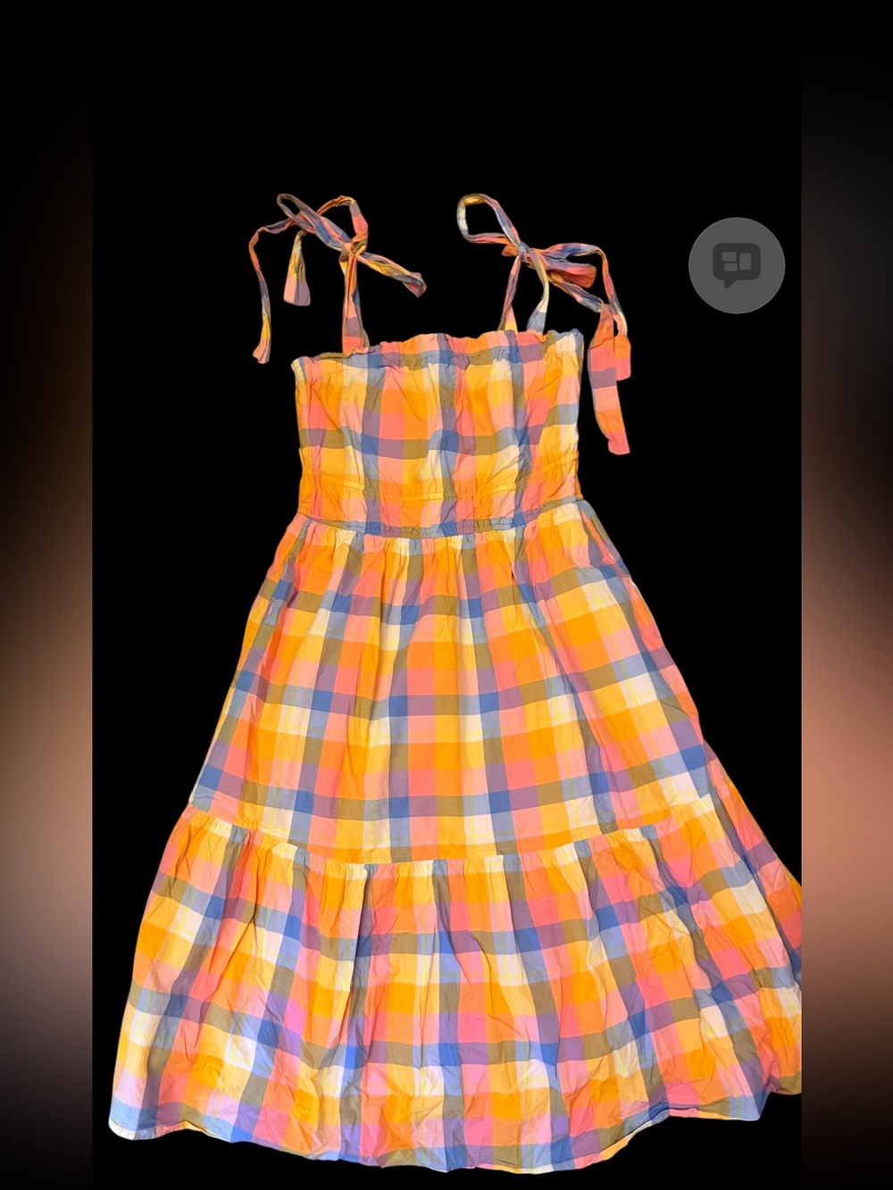 Summery Gingham Tie-Strap Sundress in Yellow, Pink & Blue
